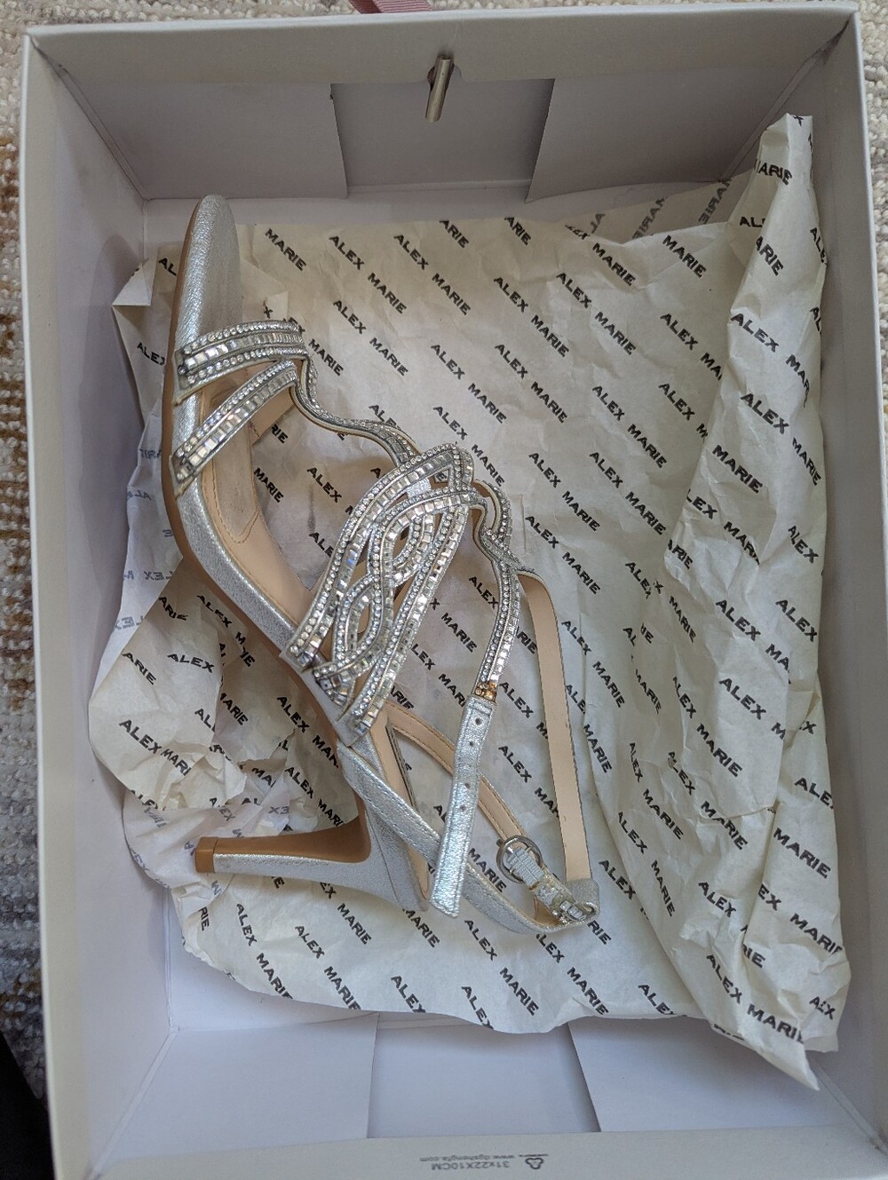 Silver Rhinestone Heels W7.5 - Picture 2 of 5